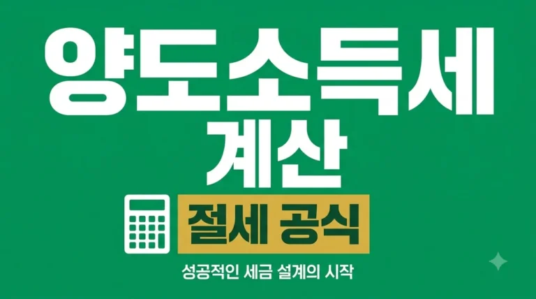 양도소득세 계산 방법 2026년 최신 가이드: 세금 아끼는 공식
